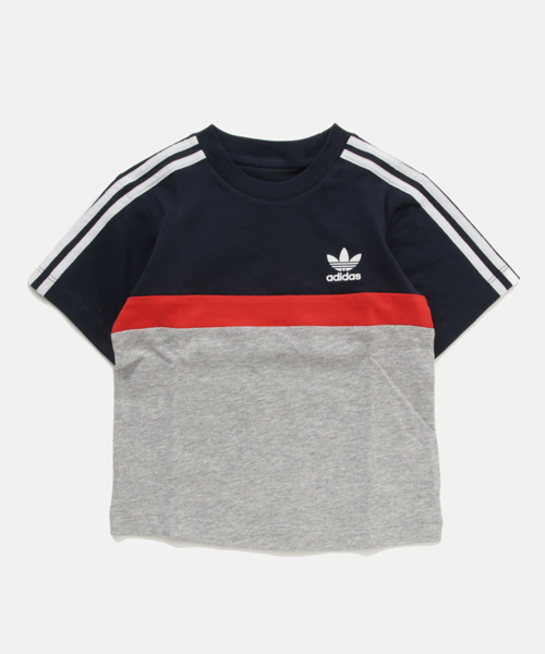 adidas（アディダス）の「オリジナルス Tシャツ[TREFOIL TEE]（Tシャツ/カットソー・キッズ・ブルー/グレー×ホワイト・90/110/100/120）」の2枚目の写真
