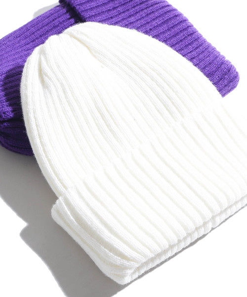 WEGO（ウィゴー）の「WEGO/リブニットキャップ（ニットキャップ/ビーニー・メンズ・ブラック/ネイビー/ワイン/杢グレー/レッド/パープル/ホワイト・FREE）」の2枚目の写真