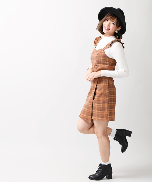 WEGO（ウィゴー）の「WEGO/チェックフリルビスチェ（タンクトップ・レディース・グレー系その他2/ブラウン系その他2/ベージュ系その他2/グリーン系その他2・FREE）」の16枚目の写真