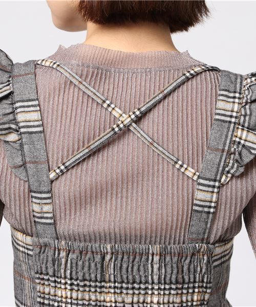 WEGO（ウィゴー）の「WEGO/チェックフリルビスチェ（タンクトップ・レディース・グレー系その他2/ブラウン系その他2/ベージュ系その他2/グリーン系その他2・FREE）」の7枚目の写真