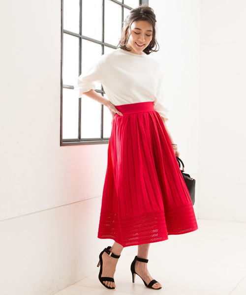 RIVE DROITE（リヴドロワ）の「透かし編みフレアースカート（スカート・レディース・ネイビー/その他14・FREE）」の2枚目の写真