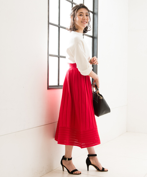 RIVE DROITE（リヴドロワ）の「透かし編みフレアースカート（スカート・レディース・ネイビー/その他14・FREE）」の6枚目の写真