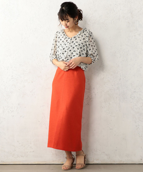 Cheek（チーク）の「花柄シフォンフリルブラウス（シャツ/ブラウス・レディース・ホワイト/ブラック/グリーン・MEDIUM）」の14枚目の写真