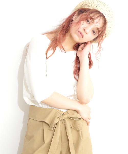 FREE'S MART（フリーズマート）の「総針裾ダーツ５分袖コンパクトニット（ニット/セーター・レディース・ホワイト系その他/ブルー/パープル/ホワイト・FREE）」の2枚目の写真