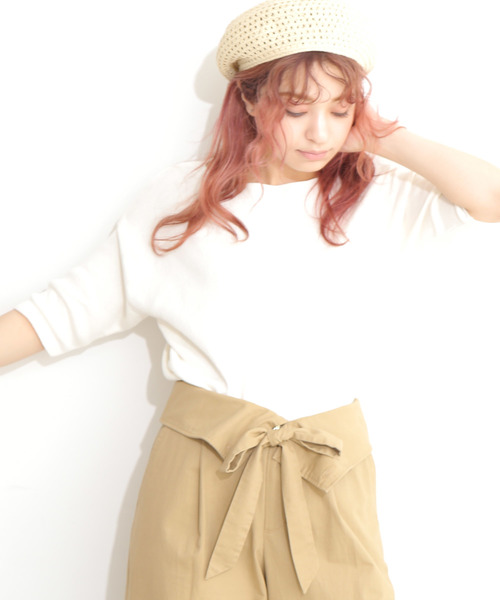 FREE'S MART（フリーズマート）の「総針裾ダーツ５分袖コンパクトニット（ニット/セーター・レディース・ホワイト系その他/ブルー/パープル/ホワイト・FREE）」の15枚目の写真