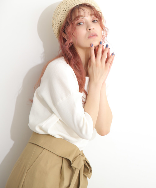 FREE'S MART（フリーズマート）の「総針裾ダーツ５分袖コンパクトニット（ニット/セーター・レディース・ホワイト系その他/ブルー/パープル/ホワイト・FREE）」の11枚目の写真