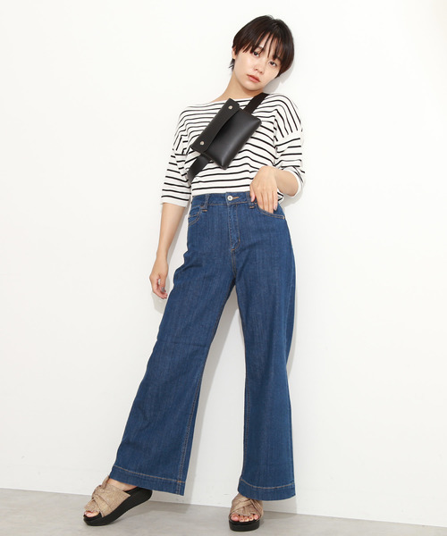 FREE'S MART（フリーズマート）の「総針裾ダーツ５分袖コンパクトニット（ニット/セーター・レディース・ホワイト系その他/ブルー/パープル/ホワイト・FREE）」の18枚目の写真