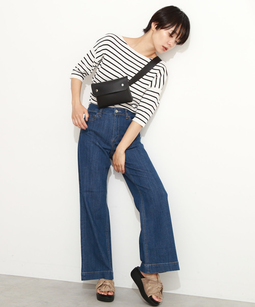 FREE'S MART（フリーズマート）の「総針裾ダーツ５分袖コンパクトニット（ニット/セーター・レディース・ホワイト系その他/ブルー/パープル/ホワイト・FREE）」の14枚目の写真