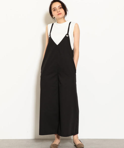 green label relaxing（グリーンレーベルリラクシング）の「NFC メタルリングオールインワン（つなぎ/オールインワン・レディース・モカ/ブラック・36/38）」の2枚目の写真