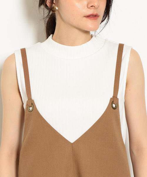 green label relaxing（グリーンレーベルリラクシング）の「NFC メタルリングオールインワン（つなぎ/オールインワン・レディース・モカ/ブラック・36/38）」の9枚目の写真