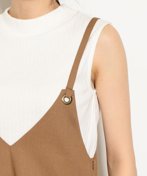 green label relaxing（グリーンレーベルリラクシング）の「NFC メタルリングオールインワン（つなぎ/オールインワン・レディース・モカ/ブラック・36/38）」の8枚目の写真