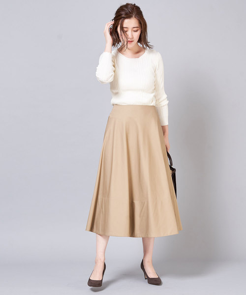 RIVE DROITE(リヴドロワ)の「チノフレアースカート(スカート・レディース・ブラック/ベージュ・38/36)」の1枚目の写真