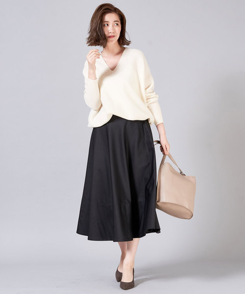 RIVE DROITE(リヴドロワ)の「チノフレアースカート(スカート・レディース・ブラック/ベージュ・38/36)」の2枚目の写真