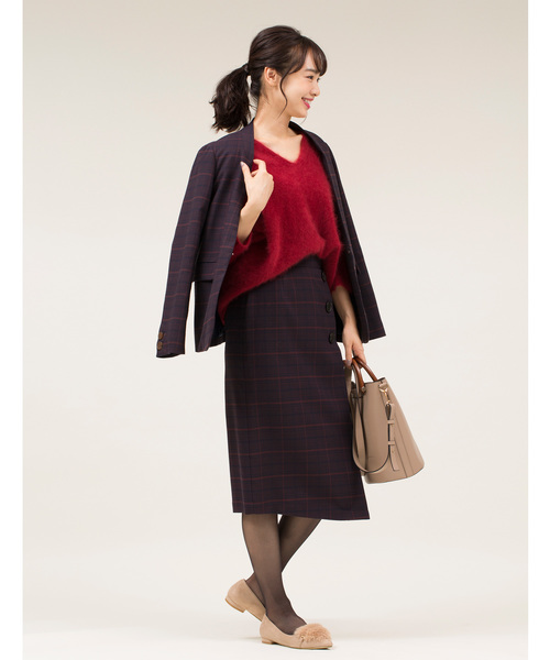 12Twelve Agenda（トゥエルブ　アジェンダ）の「TRチェックカラーレスジャケット（ノーカラージャケット・レディース・ベージュ/ブラウン・M）」の10枚目の写真