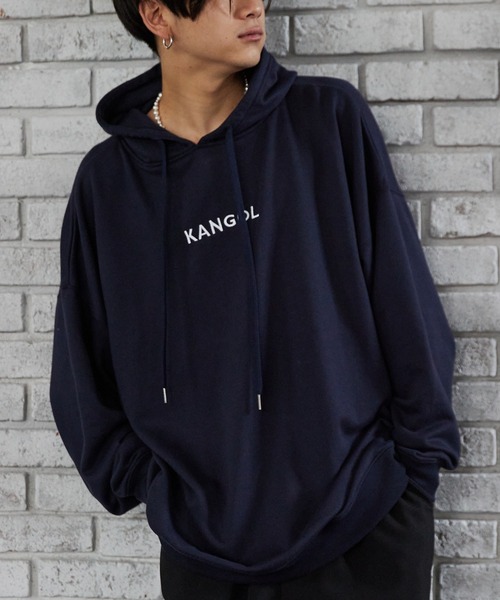 KANGOL(カンゴール)の「▽WEB限定 KANGOL/カンゴール 別注 スーパービッグシルエット プルオーバーパーカー(パーカー・メンズ・ブラック/ダークグリーン/ベージュ/ブラウン/オフホワイト/杢グレー/ロイヤルブルー/ワイン/ネイビー/ライトオリーブ/チャコール/ダークベージュ・FREE)」の10枚目の写真