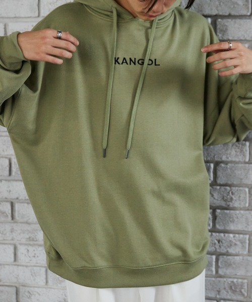 KANGOL(カンゴール)の「▽WEB限定 KANGOL/カンゴール 別注 スーパービッグシルエット プルオーバーパーカー(パーカー・メンズ・ブラック/ダークグリーン/ベージュ/ブラウン/オフホワイト/杢グレー/ロイヤルブルー/ワイン/ネイビー/ライトオリーブ/チャコール/ダークベージュ・FREE)」の9枚目の写真