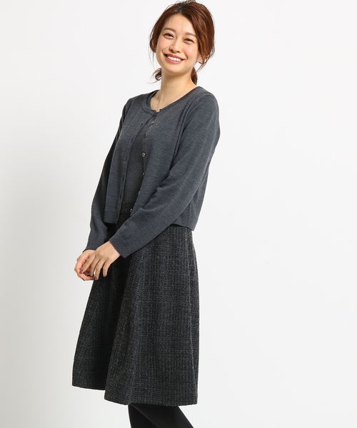 正規店仕入れ 洗える カーデsetジャカードワンピース 安い購入返品ok