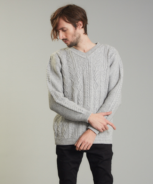 数量限定セール  5351 ラムウールニット長袖グレー HOMMES LES POUR トップス