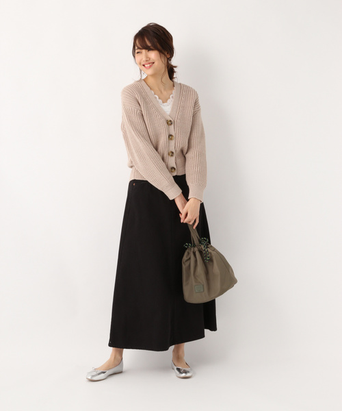 GLOBAL WORK(グローバルワーク)の「洗えるアゼショートカーディガン/822624(カーディガン/ボレロ・レディース・ブラック/ホワイト/パープル系その他5/ベージュ/イエロー・FREE)」の8枚目の写真