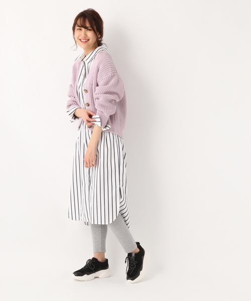 GLOBAL WORK(グローバルワーク)の「洗えるアゼショートカーディガン/822624(カーディガン/ボレロ・レディース・ブラック/ホワイト/パープル系その他5/ベージュ/イエロー・FREE)」の9枚目の写真