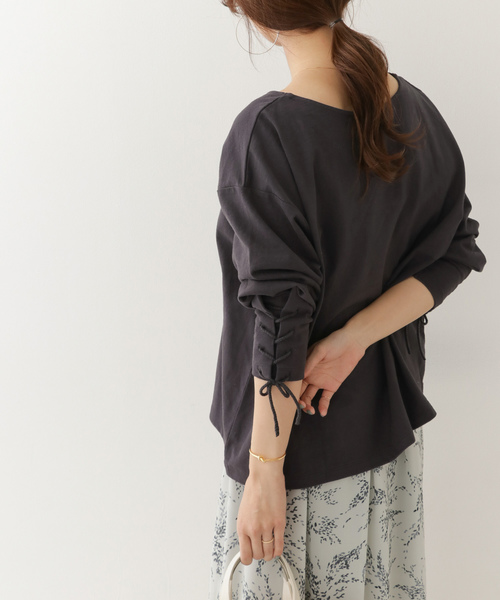 URBAN RESEARCH DOORS(アーバンリサーチドアーズ)の「レースアップスリーブプルオーバー∴(Tシャツ/カットソー・レディース・アイボリー/チャコールグレー/マスタード・ONE)」の18枚目の写真