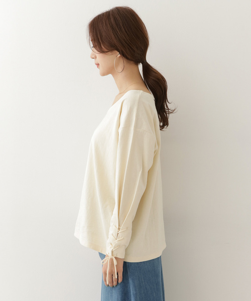 URBAN RESEARCH DOORS(アーバンリサーチドアーズ)の「レースアップスリーブプルオーバー∴(Tシャツ/カットソー・レディース・アイボリー/チャコールグレー/マスタード・ONE)」の5枚目の写真