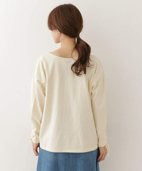 URBAN RESEARCH DOORS(アーバンリサーチドアーズ)の「レースアップスリーブプルオーバー∴(Tシャツ/カットソー・レディース・アイボリー/チャコールグレー/マスタード・ONE)」の6枚目の写真