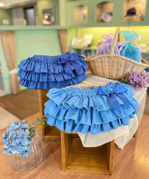 パンツ Frill-trim denim pants フリフリボトム/フリルパーティー（デニムパンツ）｜panpantutu