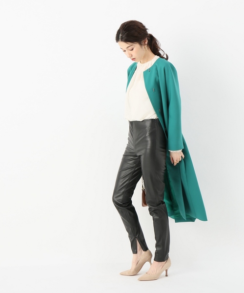 VERMEIL par iena(ヴェルメイユパーイエナ)の「ROOM NO.8 F/LEATHER スキニーパンツ(その他パンツ・レディース・ブラック・X-SMALL/SMALL)」の3枚目の写真