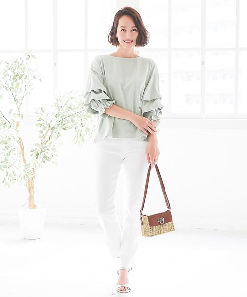 KOBE LETTUCE（コウベレタス）の「フラップミニカゴバッグ（ショルダーバッグ・レディース・ベージュ/アイボリー・FREE）」の13枚目の写真