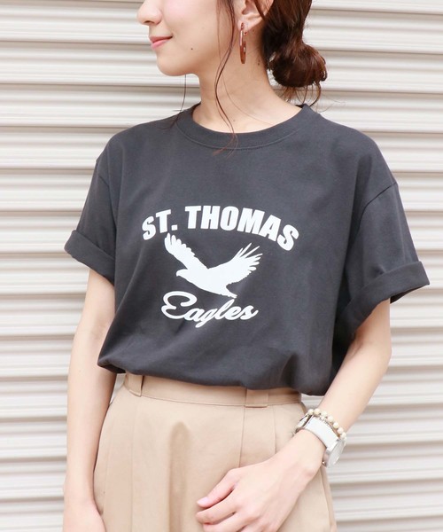 HER CLOSET(ハークローゼット)の「【HERCLOSET】アソートプリントロゴTシャツ(Tシャツ/カットソー・レディース・ホワイト/ネイビー/イエロー/ホワイト系その他/ブラック系その他/ブルー系その他/イエロー系その他/ホワイト系その他2/ブラック系その他2/スミクロ/ブルー系その他2/イエロー系その他2/パープル/ホワイト系その他4/ブラック系その他3/ブラック系その他4/ホワイト系その他3/グレー/カーキ・M/L)」の8枚目の写真