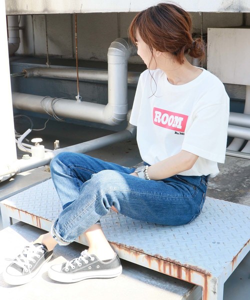 HER CLOSET(ハークローゼット)の「【HERCLOSET】アソートプリントロゴTシャツ(Tシャツ/カットソー・レディース・ホワイト/ネイビー/イエロー/ホワイト系その他/ブラック系その他/ブルー系その他/イエロー系その他/ホワイト系その他2/ブラック系その他2/スミクロ/ブルー系その他2/イエロー系その他2/パープル/ホワイト系その他4/ブラック系その他3/ブラック系その他4/ホワイト系その他3/グレー/カーキ・M/L)」の21枚目の写真