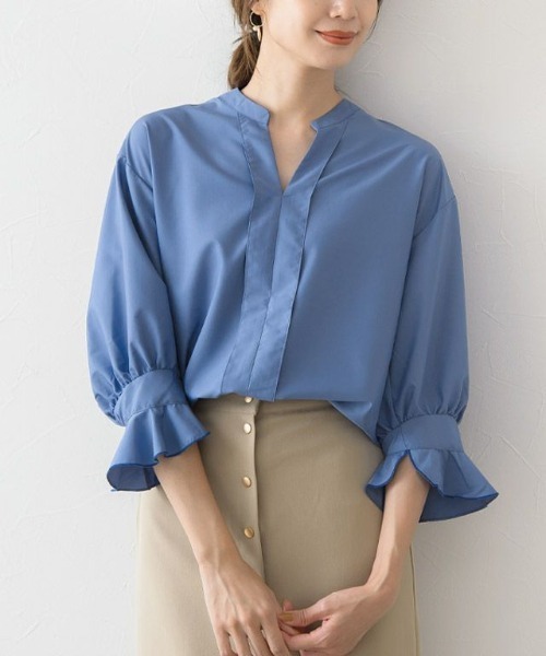 セール フリルスリーブ ノーカラーブラウス シャツ ブラウス Pierrot ピエロ のファッション通販 Zozotown