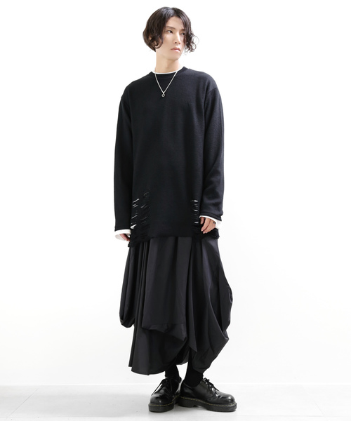 BPN * 編み上げデザインスカート ニュアンスプリントタックフレアスカート | SKIRT | anana
