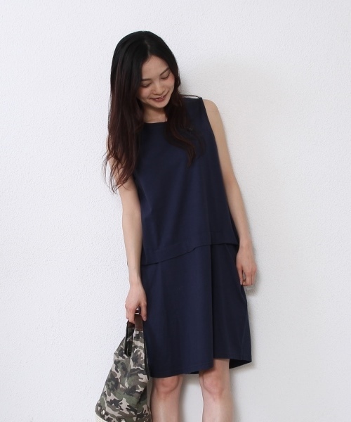 coen(コーエン)の「カットフレアノースリーブワンピース(ワンピース・レディース・ケリー/ネイビー・フリー)」の2枚目の写真