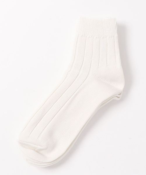 JUNRED（ジュンレッド）の「２Ｐ無地リブソックス（ソックス/靴下・メンズ・オフホワイト/ブラック/ネイビー/レッド/イエロー・FREE）」の2枚目の写真
