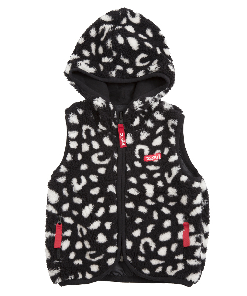 X-girl Stages（エックスガールステージス）の「LEOPARD FLUFFY VEST (2T・3T)（ベスト・キッズ・ブラック/ベージュ/マルチ・3T/2T）」の2枚目の写真