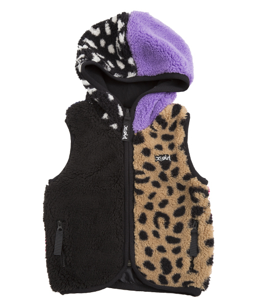 X-girl Stages（エックスガールステージス）の「LEOPARD FLUFFY VEST (2T・3T)（ベスト・キッズ・ブラック/ベージュ/マルチ・3T/2T）」の4枚目の写真