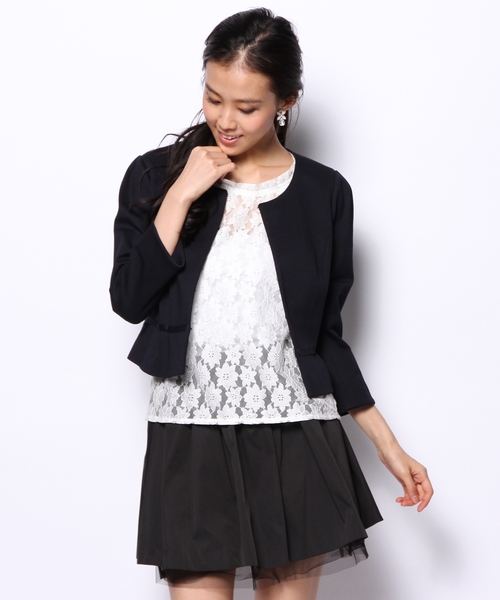 TOCCA（トッカ）の「【セットアップ対応商品】HOLLYジャケット（ノーカラージャケット・レディース・ブラック系/ベージュ系/ネイビー系・2/4/6/0）」の3枚目の写真