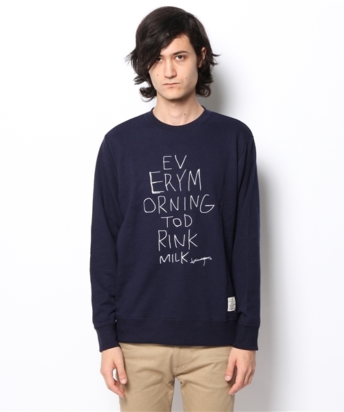 WEGO(ウィゴー)の「WEGO/刺繍ペンシルロゴスウェット(スウェット・メンズ・ネイビー/杢グレー・LARGE/MEDIUM)」の6枚目の写真