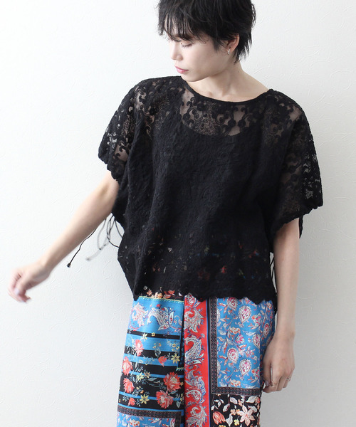 セール Four バック結び刺繍ブラウス シャツ ブラウス Three トップス Four Three Time スリーフォータイム のファッション