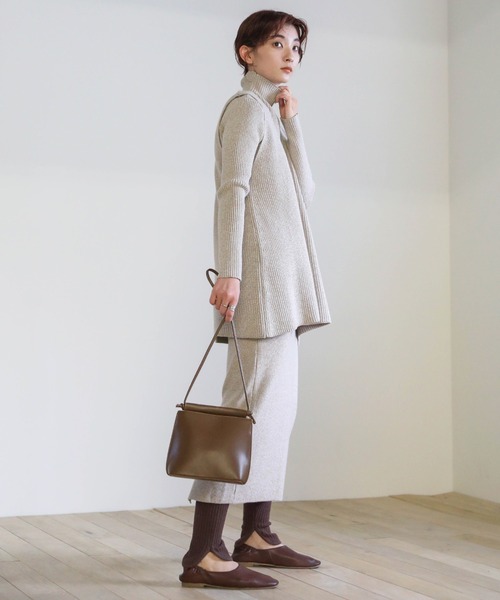 select MOCA（セレクトモカ）の「2020 A/W ラウンドニットレギンス/レイヤードニットパンツ/スリットニットレギンス（レギンス/スパッツ・レディース・カーキ/ベージュ/ブラウン・FREE）」の6枚目の写真