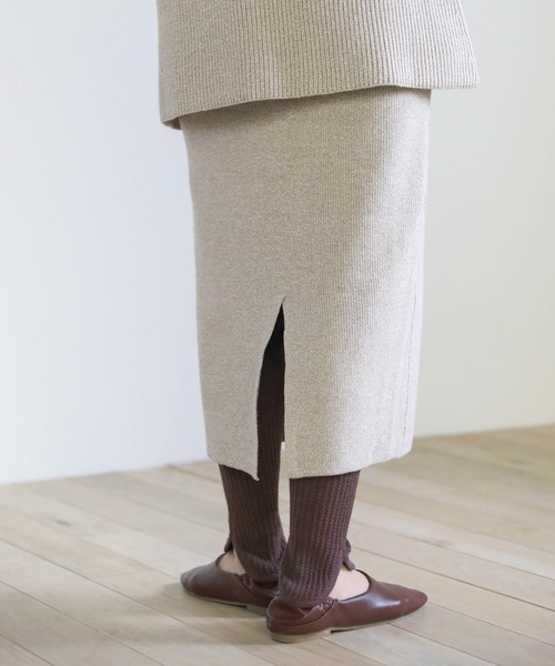 select MOCA（セレクトモカ）の「2020 A/W ラウンドニットレギンス/レイヤードニットパンツ/スリットニットレギンス（レギンス/スパッツ・レディース・カーキ/ベージュ/ブラウン・FREE）」の13枚目の写真