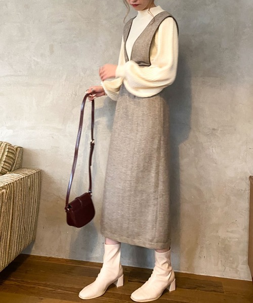 archives(アルシーヴ)の「パイピングヘリンボーンワンピース(ワンピース・レディース・アイボリー/ブラック/ブラウン・MEDIUM)」の3枚目の写真