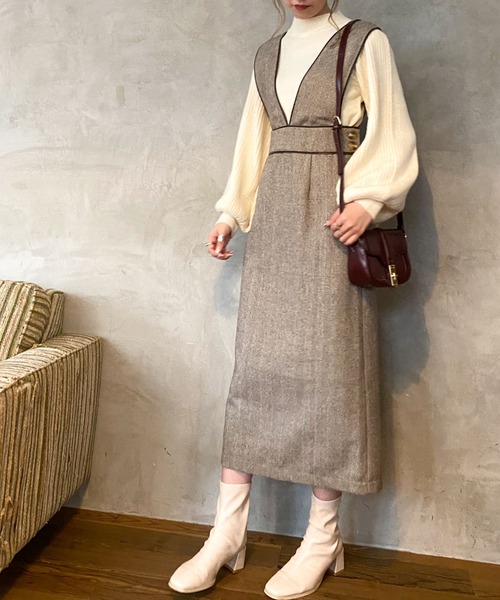 archives(アルシーヴ)の「パイピングヘリンボーンワンピース(ワンピース・レディース・アイボリー/ブラック/ブラウン・MEDIUM)」の8枚目の写真