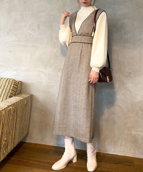 archives(アルシーヴ)の「パイピングヘリンボーンワンピース(ワンピース・レディース・アイボリー/ブラック/ブラウン・MEDIUM)」の9枚目の写真