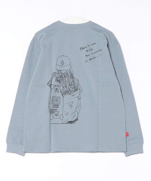 Naked Rust and other POEMS(ネイキッドラストアンドアザーポエムス)の「/POEMS/手書き風バックプリントロングスリーブ(Tシャツ/カットソー・レディース・ホワイト/ブラック/グレイッシュブルー・MEDIUM/LARGE)」の4枚目の写真