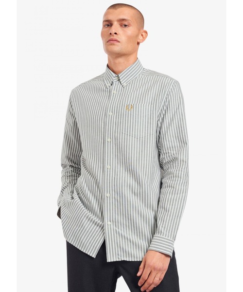 FRED PERRY（フレッドペリー）の「Vertical Stripe Shirt（シャツ/ブラウス・メンズ・ホワイト/ホワイト系その他・S/M/L/XS）」の2枚目の写真