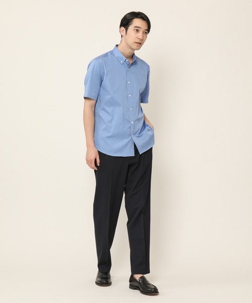 KASHIYAMA（カシヤマ）の「ボタンダウンショートスリーブ　サテンストレッチ　カジュアルテイルシャツ（シャツ/ブラウス・メンズ・ブルー/ホワイト/ネイビー・マルチサイズ）」の13枚目の写真