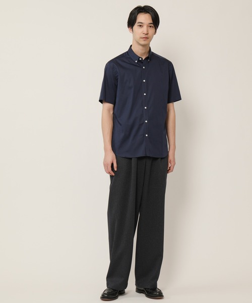 KASHIYAMA（カシヤマ）の「ボタンダウンショートスリーブ　サテンストレッチ　カジュアルテイルシャツ（シャツ/ブラウス・メンズ・ブルー/ホワイト/ネイビー・マルチサイズ）」の10枚目の写真